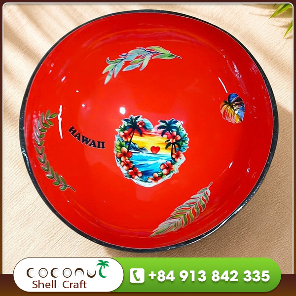 Lacquered coconut shell bowl